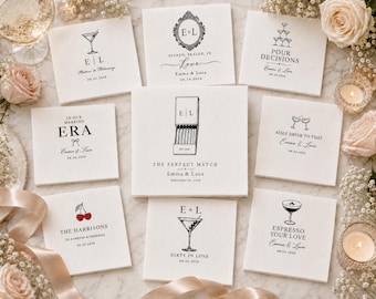 Personalisierte Hochzeits-Servietten Benutzerdefinierte Cocktail-Papier-Empfangs-Bar-minimalistische moderne Monogramm-Design-Optionen