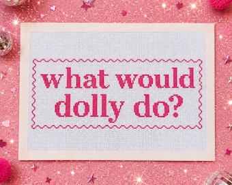 O que Dolly faria? - Tela de bordado pintada à mão
