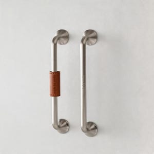 Minimalist Brushed Silver Entry Cabinet Pull, French Style Drawer Knob, Bauhaus Cabinet Handle