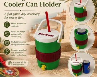 3D Printed Portugal Mini Cooler Can Holder, Soccer Game Day Drink Accessory