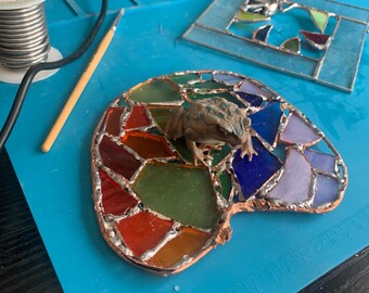 Stained Glass Pride Frog on Lily Pad