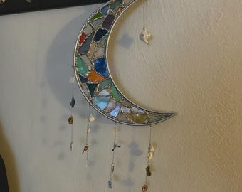 Crescent Stained Glass Moon Alice and Wonderland Themed Charms