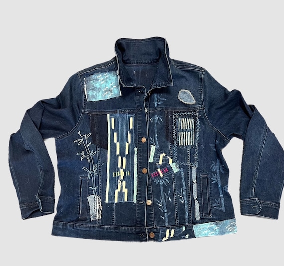 【EARIH】SASHIKO DENIM JACKET Omoto Denim - 3220 - Type 2 Cube Sashiko Denim Jacket Indigo