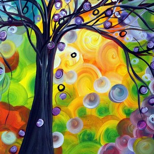 Olive Tree at Sunset Original Oil Painting Whimsical Art by Luiza Vizoli Colorful Canvas image 6