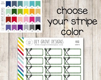 052 - Lacrosse Planner Stickers Striped Box, Perfect for Erin Condren Life Planner, Plum Paper, Happy, Makse