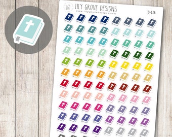 S-516 - Bible Study Planner Stickers – Scripture, Church, Small Group Planner Icons