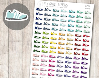 S-500 - Running Shoes Planner Stickers, Fitness Exercise Tracker, Step Tracker, Walking