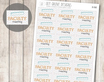 S-545 - Faculty Meeting Planner Stickers, Teacher Planner, Work Planner, Perfect for Erin Condren Life Planner, Plum Paper, Happy