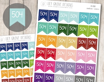 S-508 - 504 Tags Flag Planner Stickers - Teacher Planner Stickers - School Planner Stickers, Special Education Stickers