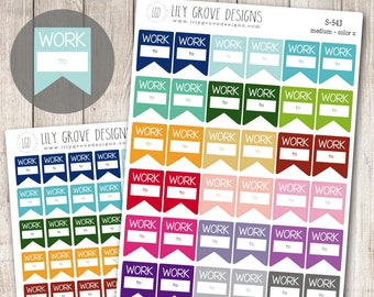 S-543 - Work Tags Flags Planner Stickers - Schedule, Time Off