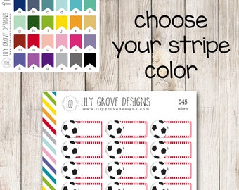 045 - Soccer Planner Stickers, Striped Box, Perfect for Erin Condren Life Planner, Plum Paper Planner, Happy Planner