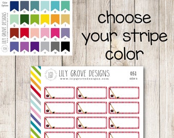 051 - Hockey Planner Stickers Striped Box, Perfect for Erin Condren Life Planner, Plum Paper, Happy, Makse
