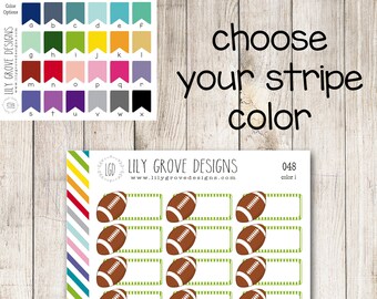 048 - Football Planner Stickers, Striped Box, Perfect for Erin Condren Life Planner, Plum Paper Planner, Happy Planner, Choice of Color