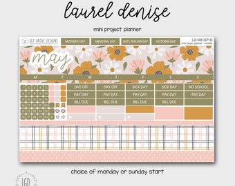 LD-008 -  May MINI PROJECT Laurel Denise Monthly Kit - Monday or Sunday Start - Mini Project Planner - mp