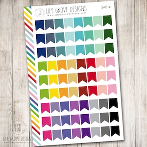 001 - Small Flag Tags Planner Stickers, Functional