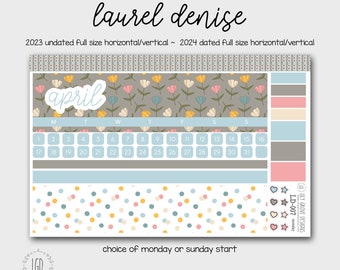 LD-007 -  April Laurel Denise Monthly Kit - Monday or Sunday Start - Undated, 2024 Dated Horizontal or Vertical - LD-007-FM