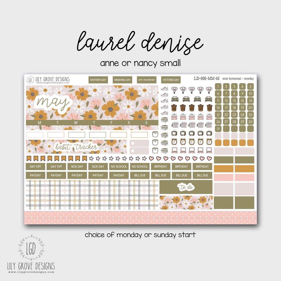 Ld-008 - May SMALL NANCY or ANNE Laurel Denise Monthly Kit - Monday or ...