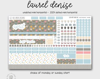 LD-007 -  April MINI Laurel Denise Monthly Kit - Monday or Sunday Start - Undated or Dated Mini Horizontal - MM