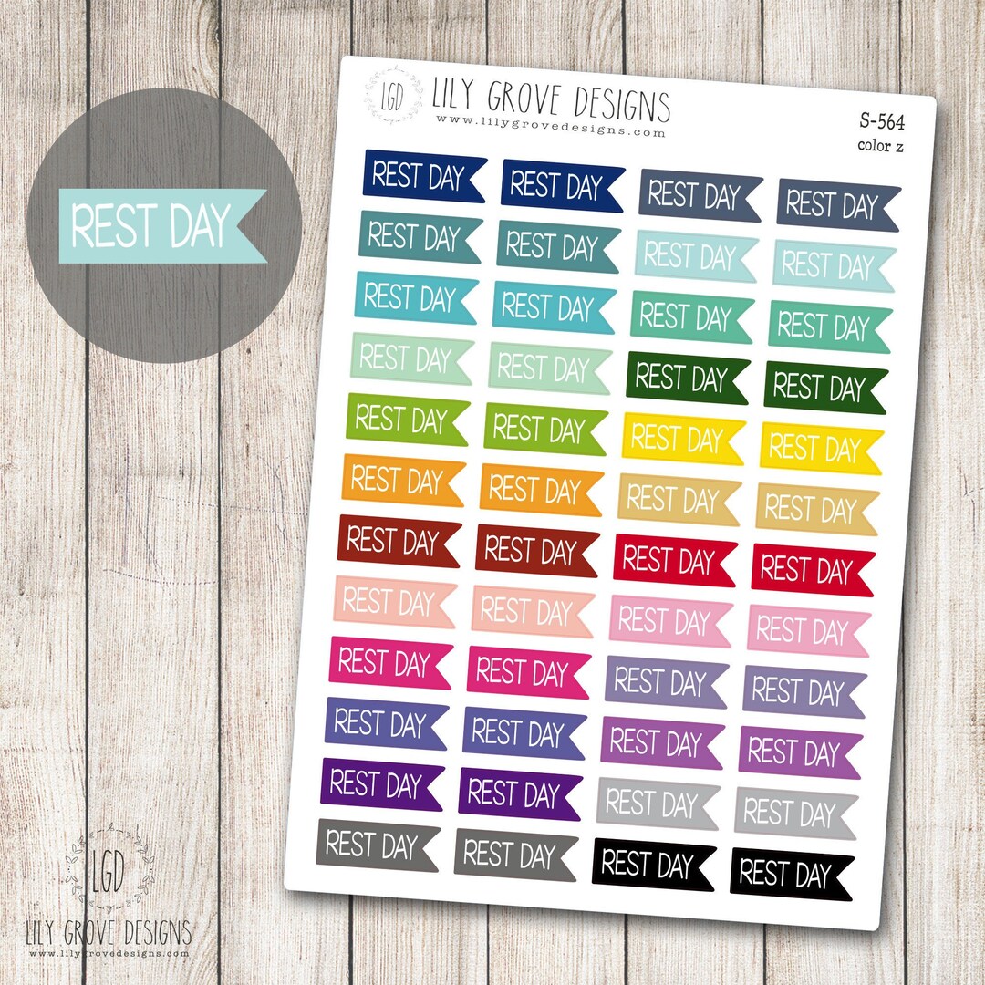S-564 - Rest Day Side Flag Planner Stickers, Workout Stickers, Fitness ...