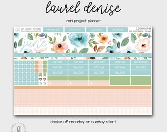 LD-009 -  June MINI PROJECT Laurel Denise Monthly Kit - Monday or Sunday Start - Mini Project Planner - mp