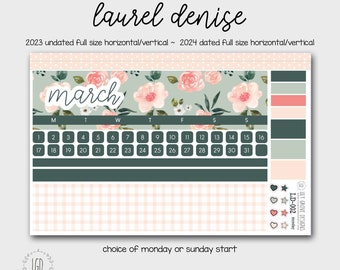 LD-002 -  March Laurel Denise Monthly Kit - Monday or Sunday Start - for 2023 Undated, 2024 Dated Horizontal or Vertical Full Size - FM