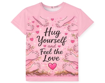 Hug Yourself and Feel the Love Kids Jersey | Pink Self-Love Heart Design