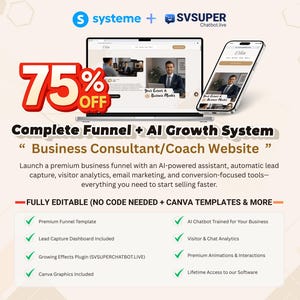 Systeme.io Funnel Template, Business Coach Funnels Website, AI Chatbot Included, Svsuperchatbot.live