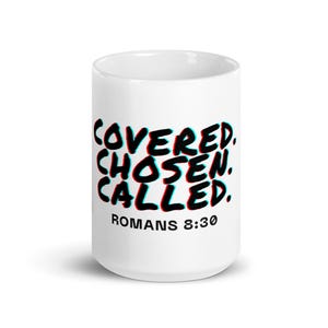 Covered Chosen Called Mug | Romans 8:30 Christian Coffee Mug | Bible Verse Mug | Faith Gift for Women and Men | Scripture Cup