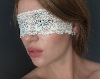 White Lace Mask White Lace Blindfold - Masquerade White Mask - Halloween White Lace Mask