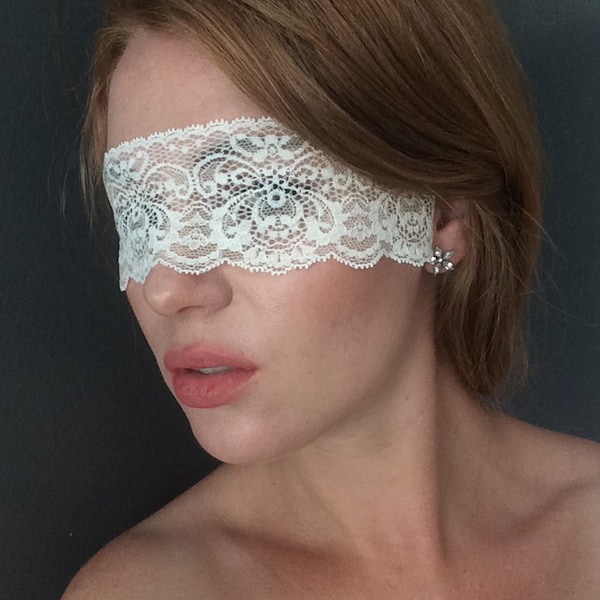 White Lace Mask White Lace Blindfold - Masquerade White Mask - Halloween White Lace Mask