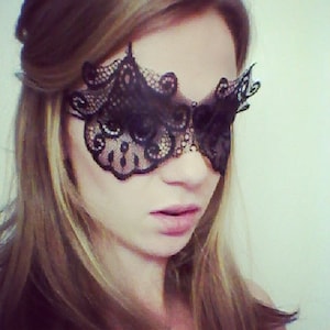 Black Lace Mask - Art Deco Lace Mask - Black Venetian Mask - Eyes Wide Shut - Masquerade Ball Mask - 50 Shades of Grey Mask Blindfold