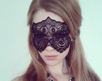 Mysterious Black Lace Mask - Masquerade Ball Lace Mask - Masquerade Wedding Mask - Mystery Mask - Boudoir Lace Mask