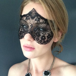 Geometrical Deco Lace Mask in Black Masquerade Black Lcae Mask Floral Deco Lace Mask Halloween Adult Lace Mask image 3