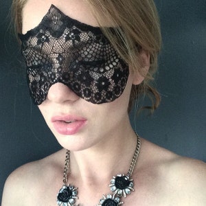 Geometrical Deco Lace Mask in Black Masquerade Black Lcae Mask Floral Deco Lace Mask Halloween Adult Lace Mask image 1