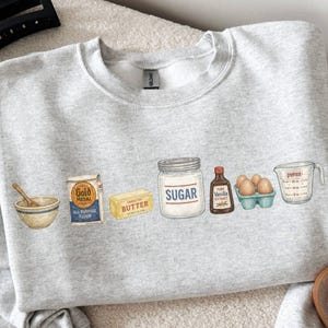Baking Icons Crewneck Sweatshirt, Flour Mixer Rolling Pin Shirt, Freshly Baked Artisan Bread Shirt, Bakers Cookie Mom Shirt, Gift for Bakers
