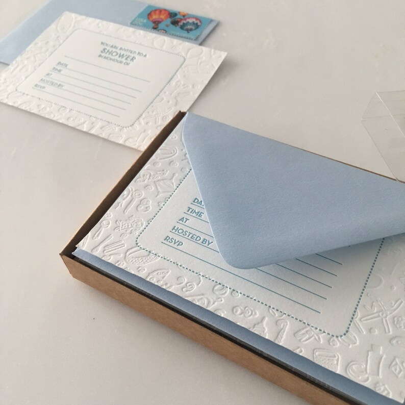 Letterpress Baby Shower Invitations Etsy