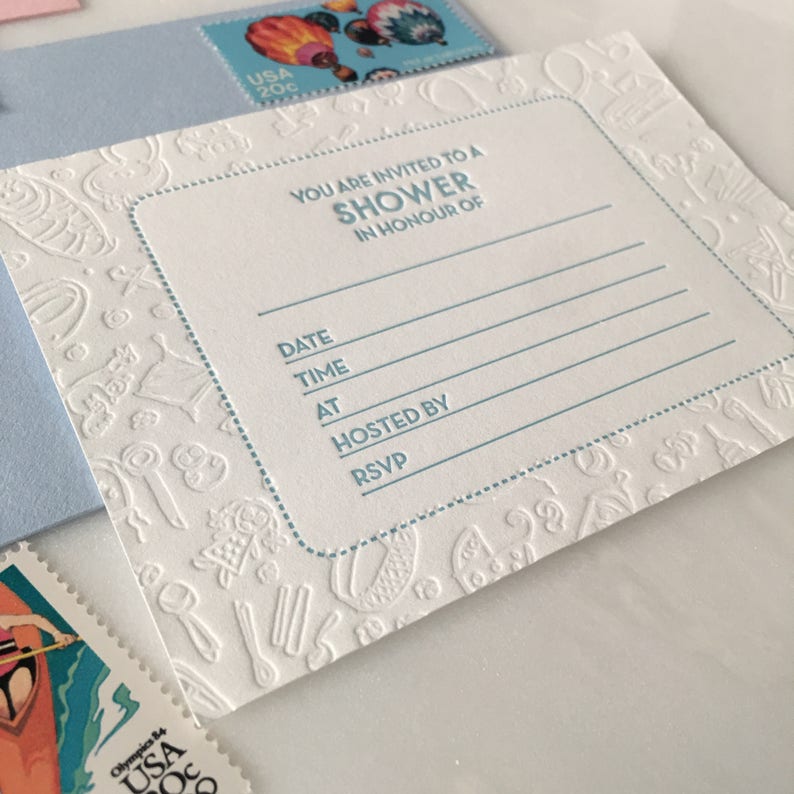 Letterpress Baby Shower Invitations Etsy