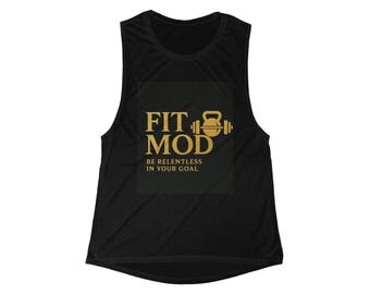 Fit Mod kettlebell and barbell logo Tank Top | Motivational gym workout apparel