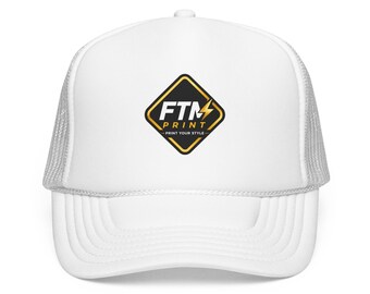 FTAZ Print Diamond Logo Foam Trucker Hat | Embroidered Patch Mesh Cap