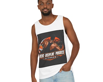 Foxabelle Muscle Graphic Tank Top | Vintage Boxer Illustration, Orange Accent