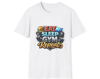 Eat Sleep Gym-Wiederholungs-T-Shirt | Fitness Workout Grafik Tee