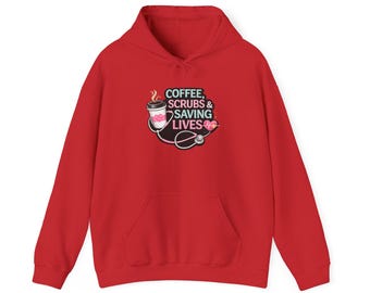 Kaffee, Peelings und Leben retten Hoodie | Krankenschwester Stethoskop Grafik