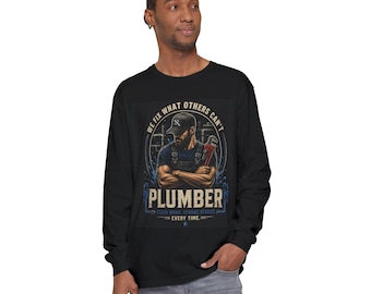 Plumber Graphic Long Sleeve T-Shirt | Tradesman Tool Design