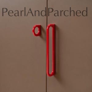 Red Cabinet Handle, Minimalist Drawer Knob - Cupboard Pulls
