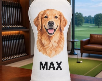 Golf-Schlägerhaube mit individuellem Haustierfoto, personalisierte Golf-Schlägerhaube mit Hundeporträt, individuelles Golfgeschenk für Golf-Väter, Erinnerungsstück an Ihr Haustier für Golfer