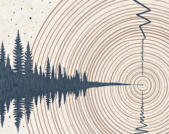 Seismic Wave Art Print, Abstract Topographic Poster, Minimalist Earthtone Science Decor (Digital Download)