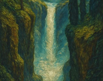 Natural Waterfall Poster Print | Post-Impressionist Landscape | Renaissance Inspired Wall Art
