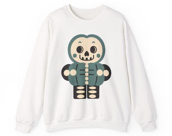 Retro Halloween Crewneck | Cute Skeleton Sweatshirt | Vintage Wash Pullover