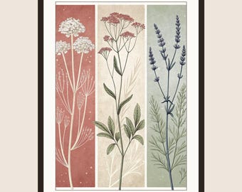 Botanical Wall Art Set, Muted Americana Farmhouse Print (Digital Download)