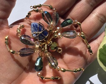 Lapis Lazuli Spider Suncatcher | Wire Wrapped Gemstone Crystal Charm